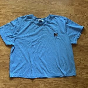 blue tshirt with butterfly